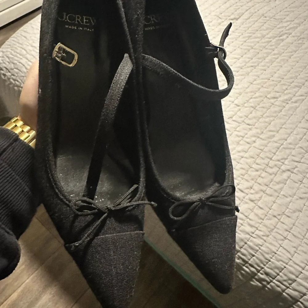 J.Crew Elegant Black Mary Jane Heels(Colette cap-toe pumps )made in Italy - Picture 3 of 4